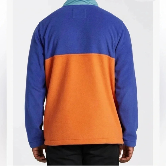 Billabong Adventure Pullover Fleece Sweater Jacket Blue Orange Color block M - Picture 2 of 9
